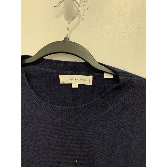 Chinti and Parker Wool Cashmere Blend Sweater Size Small Navy Knit Crew Neck - Picture 2 of 7